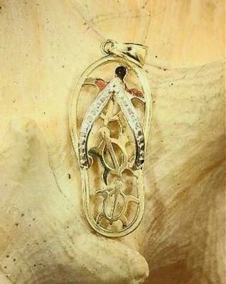 11,5 ММ 2 ТОНА 14K ЖЕЛТОЕ ЗОЛОТО ГАВАЙСКИЙ ПЕТРОГЛИФ HONU МОРСКОЙ ЧЕРЕПАХИ ТАПОЧКИ ПОДВЕСКА - Изображение 1 из 3