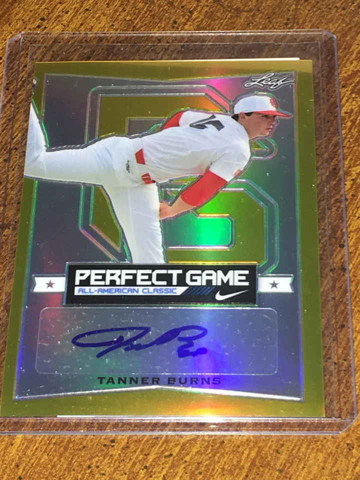 TANNER BURNS 2016 Leaf Perfect Game GOLD PROOF Autograph #1/1 INDIANS AUBURN - Image 1 of 3