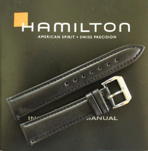 FOR HAMILTON 18MM BLACK CALF LEATHER WATCH BAND WATCHBAND STRAP SILVER BUCKLE S2