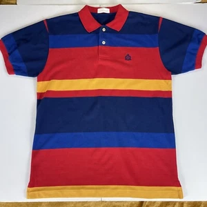 Collezione Blue Red Striped Polo Men Size Medium Collared Vintage Bright - Picture 1 of 10