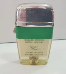 Vintage Working  Scripto VU Lighter "REDI RAIN" LOGO ADVERTISING, GREEN 4407/29 - Picture 1 of 9