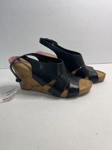 Aerosoles Womens Open Toe Strappy Wedge Sandals Black Size 8.5 - Imagen 1 de 7
