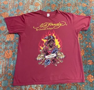 Vintage 2000s ED HARDY BY CHRISTIAN AUDIGIER T shirt size XXL 100% cotton  - Picture 1 of 5