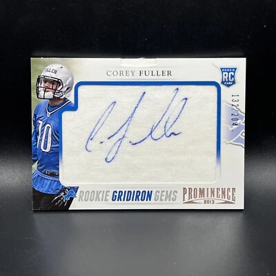 Corey Fuller 2013 Panini Prominence Gridiron Gems Signatures /204 Rookie Auto RC - Image 1 of 2