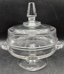 Vtg EAPG Bryce Higbee Glass Covered Pedestal Butter Dish Compote Candy Dish - Picture 1 of 18