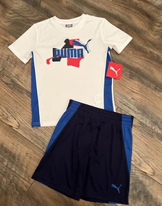 NEW NWT Puma Tee Shirt Short Set Kids Boys Unisex Size 5 Performance - Picture 1 of 9