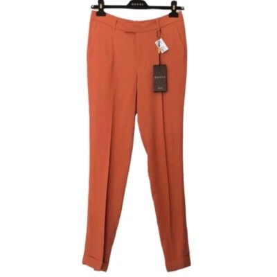 Gucci Cuffed Pleated Trousers Pants Orange 335900 US Small Made in Italy 40 NWT - Image 1 of 4