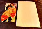 Large Mechanical Valentine Card Fireman Saving Girl W/Original Envelope 1950's