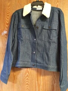 Love Sadie Extra Large Damen Jeansjacke mit Sherpa Ausschnitt - Bild 1 von 3