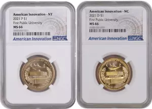 Juego 2021 P&D NGC MS66 Primer dólar de innovación universitario público de Nueva York - Imagen 1 de 1