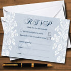 Vintage Lace Pale Blue Chic Personalised RSVP Cards