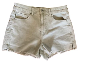 American Eagle Womens High Waisted 5 Pocket Corduroy Cut Off Shorts Cream 8 - Picture 1 of 11