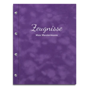 Zeugnismappe personalisiert, Samteinband lila, Prägung Zeugnisse, versch. Farben - Picture 1 of 17