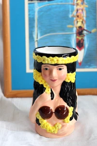 Hula Girl Tiki Mug 6" tall KC Co. LTD Hawaii Tiki bar cocktail - Picture 1 of 8