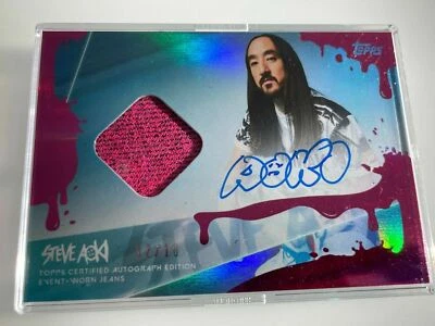 2020 Topps x Steve Aoki Wave-3 Jeans Relic Card Auto PINK Frosting Patch #02/10 - Image 1 of 4