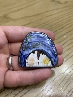 BROCHE DE VIDRO ARTE ESTERLINA VINTAGE RARO MARIA ROZANSKA EDWARD DROZDOWSKI - Imagem 1 de 2