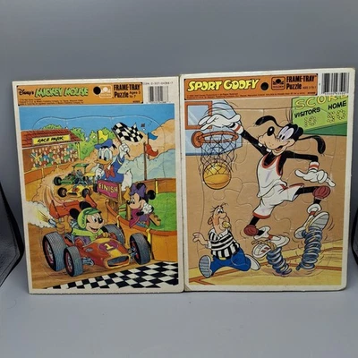 Golden Disney Frame-Tray Puzzles, Lot of 2  Mickey Minnie Goofy Donald, 1984 - Image 1 of 4