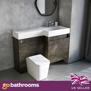 Modern Metallic Toilet and Sink Vanity Unit 1200mm Right Hand Bathroom Sink Unit - Picture 1 of 8
