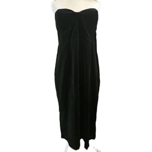 Forever 21 NWT Dress Womens 3X Black Velvet Strapless Bra Slit Whimsigoth LBD - Picture 1 of 12