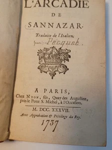 L'Arcadie de Sannazar 1737 Italy Book translation by Antoine Pecquet JRR31 - Picture 1 of 7
