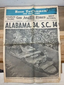 2 Jan 1946 Los Angeles Times Alabama vs SC Rose Schale ZEITUNG Titelseite BA1 - Bild 1 von 17