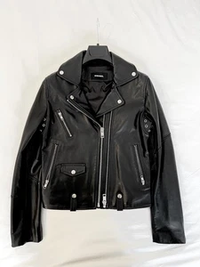 Diesel Women’s Black Leather Biker Jacket. Size M - Picture 1 of 8