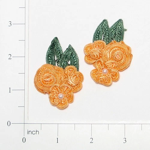 E3604 CINTA MELOCOTÓN CROCHET FLORAL APLIQUES PAR 2.25" Foto 1 de 1