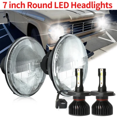 Par de faros LED de vidrio esmerilado de 7 pulgadas para camioneta Dodge W100 W200 D100 D200 Foto 1 de 4