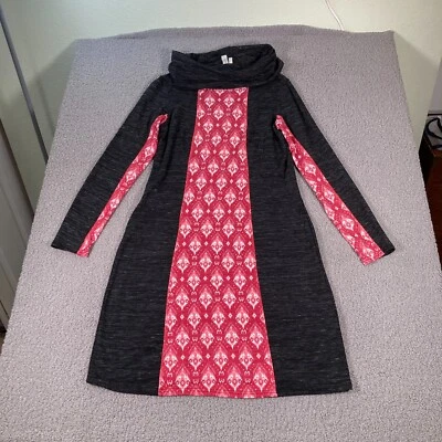 Vestido Suéter SAHALIE Mujer S Brezo Negro Rojo Damasco Capucha Cuello Manga Larga Foto 1 de 4