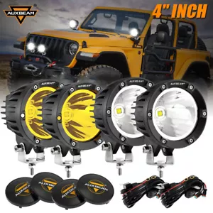 AUXBEAM 4X 4" Amber White LED Work Light Spot Pods 4WD Offroad+Dustproof Cover - Bild 1 von 12