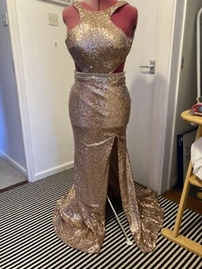 Atemberaubendes goldenes Ballkleid mit Pailletten, mit kostenlosem UK-Porto - Bild 1 von 10