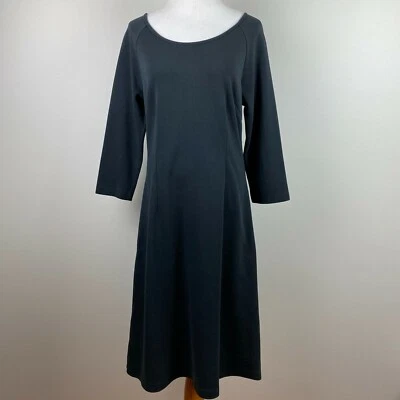 Hanna Andersson Dress Womens Medium Black Sheath A-Line Knit Stretch 3/4 Sleeve - Image 1 of 4