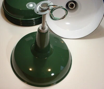 1-20" BENJAMIN 1945 Porcelain Pendant Industrial Green Vtg Warehouse Light A-'s - Image 1 of 4