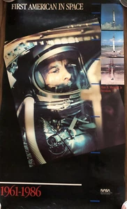 NASA Alan Shepard First American In Space 1961-1986 Heavy Stock Poster RARE - Picture 1 of 7