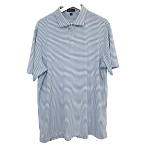Peter Millar Polo Shirt XL Crown Crafted Blue Stripe Golf Travel Work Activewear - Picture 1 of 12