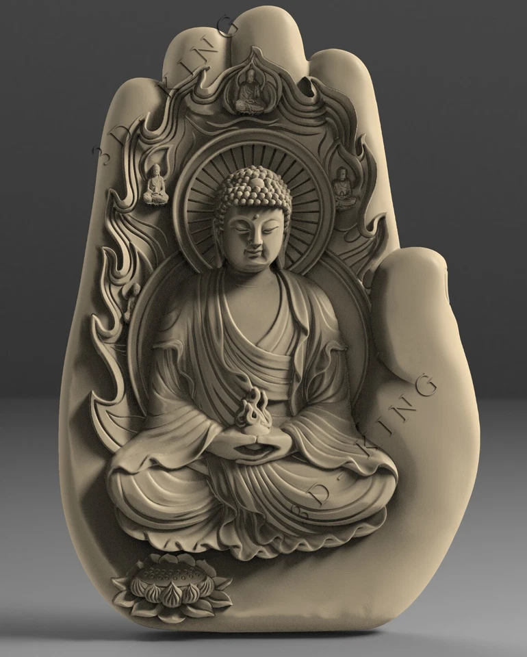 Modelo 3D STL GOD BUDDHA para roteador CNC 3D impressora escultura gravador Aspire Artcam - Imagem 1 de 1