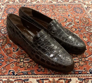 Mocassini Johnston & Murphy marroni in pelle di coccodrillo taglia 8 1/2M - Foto 1 di 18