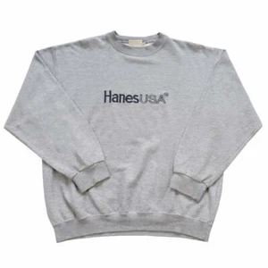 Vintage Hanes USA Embroidered Spell Out Crewneck - L - Picture 1 of 2