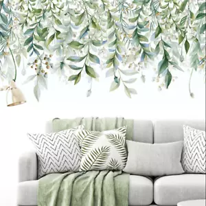 Nursery Green Hanging Beautiful Leaves Branch Art Decor DIY Removable Wall Decal - Picture 1 of 7