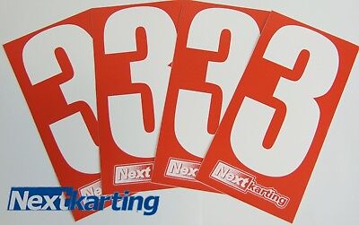  Kart 4 X White Number 3 On A Red Background - Free Delivery -MSA Legal-Rotax • 2.22€