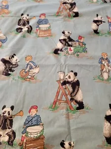 Rare Vintage Sanderson Panda Playing 1950s Cotton Curtain Fabric Length - Foto 1 di 5