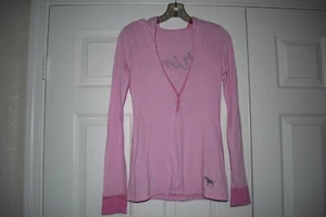 Victoria's Secret Langarmshirt Gr. M rosa-weiß gestreift mit Kapuze - Bild 1 von 10