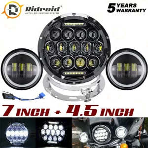 Faro LED de 7" + lámpara de paso + montaje en anillo plateado para Touring Electra Glide - Imagen 1 de 12