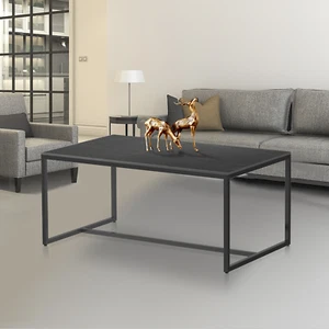 Modern Marble and Metal Frame Open Rectangle Coffee Accent Table Living Room End - Picture 1 of 12