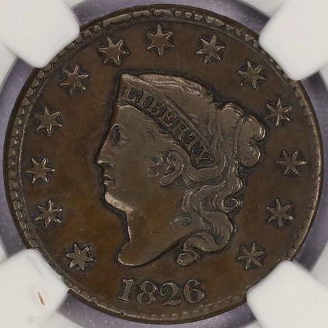 1826 Coronet Head Large Cent - NGC XF 45 BN Cover