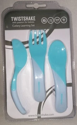 H074 - Twistshake - Kunstoff Esslern-Besteck - 3er Set Blau - NEU