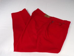 Vintage Ralph Lauren  Womens Crop Pants 20W Red All Cotton High Rise Pockets A24 - Picture 1 of 9