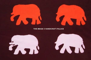 Indian Elephant Print Craft Sewing Dressmaking Material By 5 Yard Rayon Fabric - Picture 1 of 3