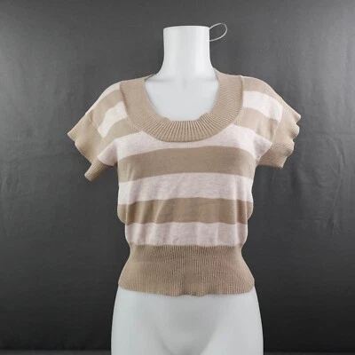 The Limited Women Sweater Small Tan Minimalist Preppy Retro Y2K Academia Cropped - Image 1 of 4