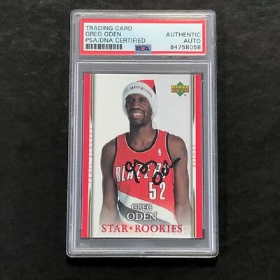 Tarjeta firmada por Greg Oden 2007-08 Upper Deck Star Rookies #SH-GO AUTOMÁTICA PSA losa radiocontrol Foto 1 de 2